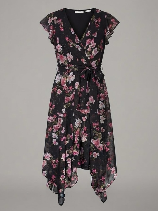 Ricki's Dresses & Skirts - Plus-Size Black-and-Pink Floral High-Low Dress